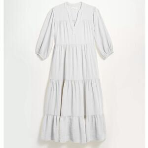 [LOFT] Lou & Grey Gauzy Cotton Ruffle Tiered Split Neck Maxi Dress Beach Sz XXL